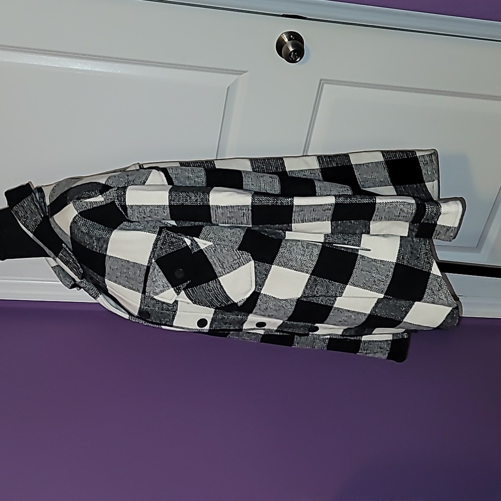 RDI Black and White Plaid Utility Jacket Sz: M - Picture 3 of 6